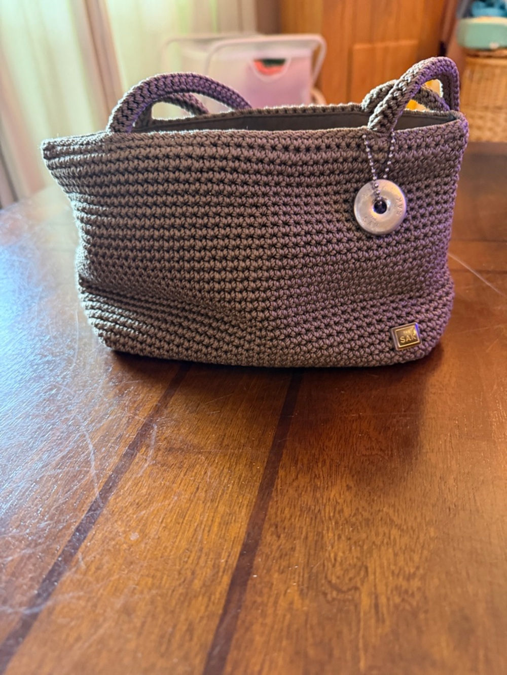 SAK crochet hand bag in Dark Beige